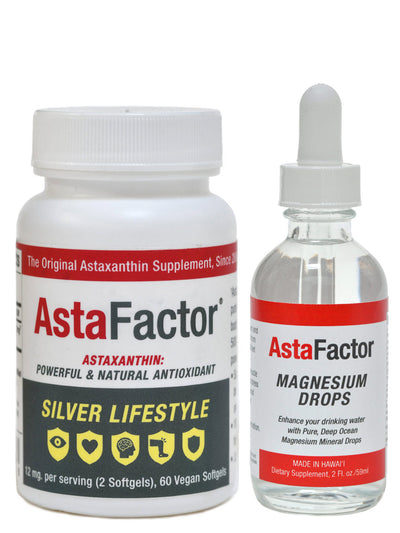 AstaFactor Pure Astaxanthin Supplement and Magnesium Mineral Drops Bundle